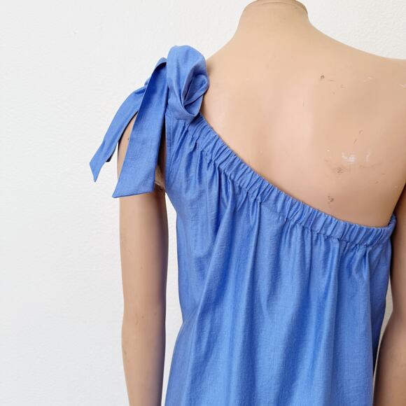 [A New Day] Blue One Shoulder Ruffle Hem Maxi Dress Pockets NWT Size Small S - Picture 6 of 12